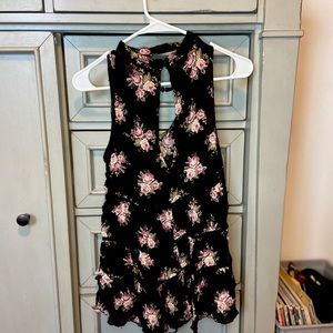 Black Floral American Eagle Tank